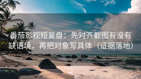 番茄影视短复盘：先对齐截图有没有缺语境，再把对象写具体（证据落地）